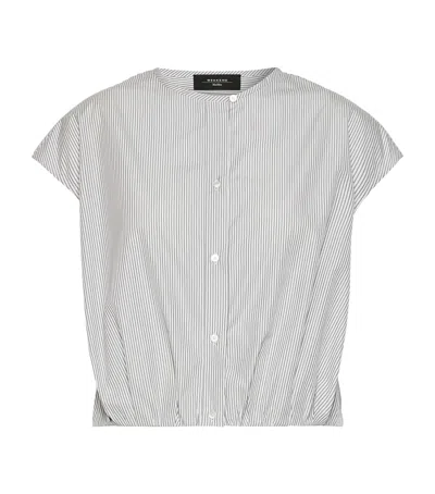 Weekend Max Mara Collarless Stripe Shirt In Navy