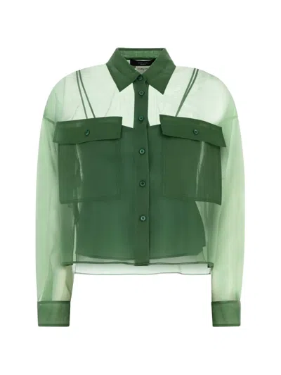 Weekend Max Mara Colomba Camicia Organza Con Top Sotto Shirts Green