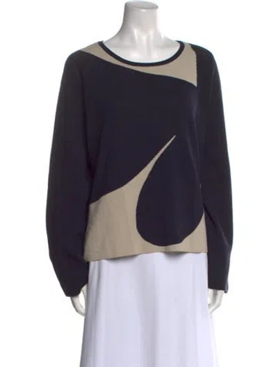 Pre-owned Weekend Max Mara Colorblock Pattern Scoop Neck Sweater In Blue