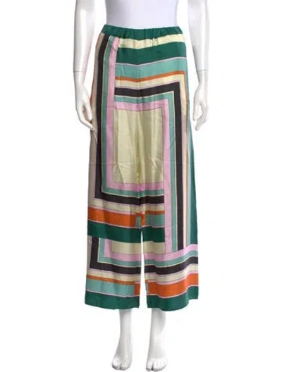 Pre-owned Weekend Max Mara Colorblock Pattern Wide Leg Pants In Green