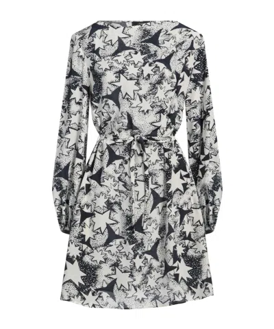 Weekend Max Mara Color-blocked Long-sleeve Chiffon Dress In Multi