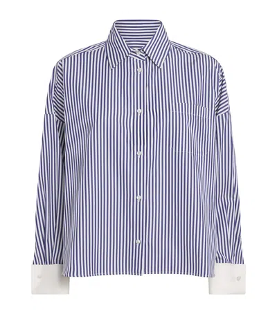 Weekend Max Mara Contrast-cuff Stripe Shirt In Blue