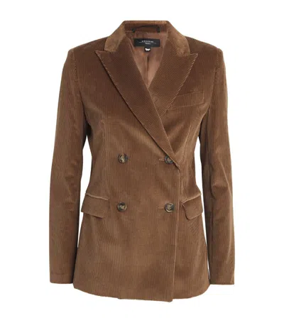 Weekend Max Mara Corduroy Double-breasted Blazer In Brown