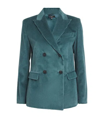 Weekend Max Mara Corduroy Double-breasted Blazer In Blue
