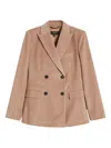 Weekend Max Mara Corduroy Double-breasted Blazer In Brown