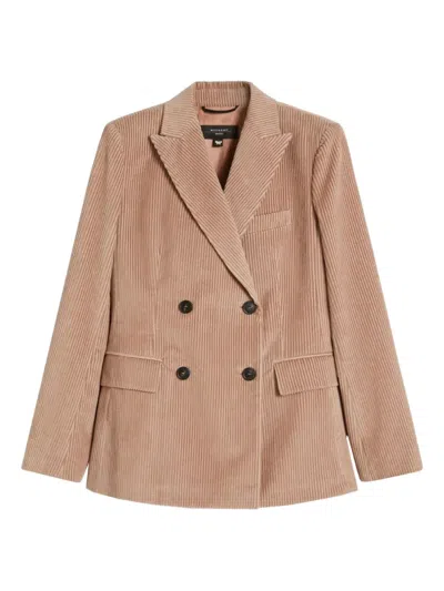 Weekend Max Mara Corduroy Double-breasted Blazer In Brown