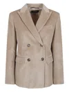 Weekend Max Mara Corduroy Double-breasted Blazer In Neutral