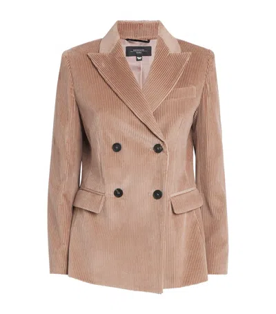 Weekend Max Mara Corduroy Double-breasted Blazer In Pink