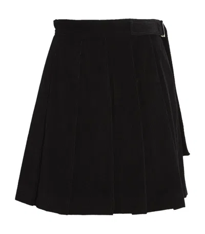 Weekend Max Mara Corduroy Pleated Mini Skirt In Black