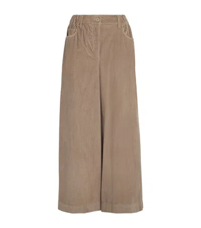 Weekend Max Mara Corduroy Wide-leg Trousers In Brown