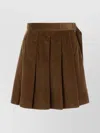 Weekend Max Mara Corduroy Zucca Mini Skirt With Belted Waist In Brown