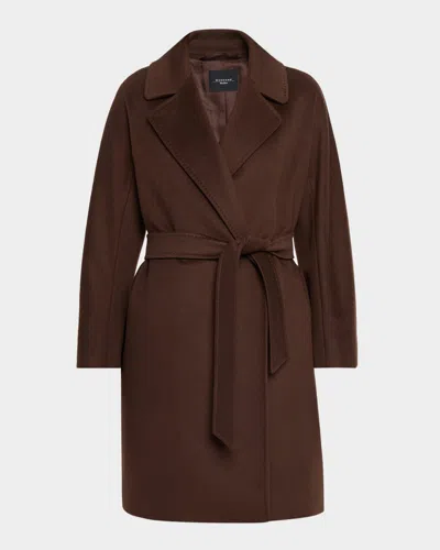 Weekend Max Mara Corte Belted Wool Wrap Coat In Brown