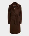 Weekend Max Mara Corte Belted Wool Wrap Coat In Brown
