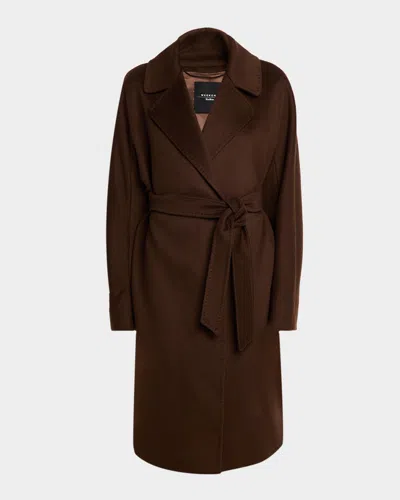 Weekend Max Mara Corte Belted Wool Wrap Coat In Brown