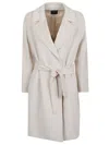 Weekend Max Mara Belt-detail Coat In White
