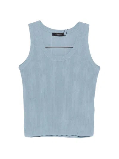 Weekend Max Mara Cose Ribbed-knit Tank Top In Blue