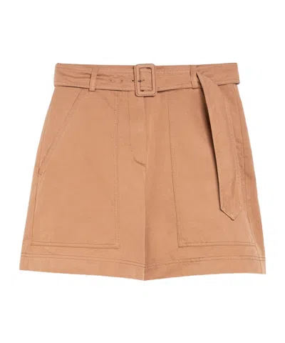 Weekend Max Mara Cotton And Linen Bermuda Shorts In Nude