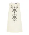Weekend Max Mara Omens Donald Floral-embroidered Cotton-blend Mini Dress Ivory In White