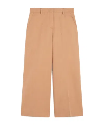 Weekend Max Mara Cotton And Linen Canvas Pants In Nude