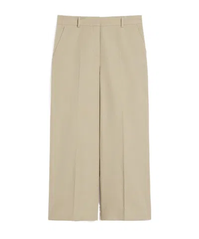 Weekend Max Mara Cotton And Linen Canvas Trousers In Neutral