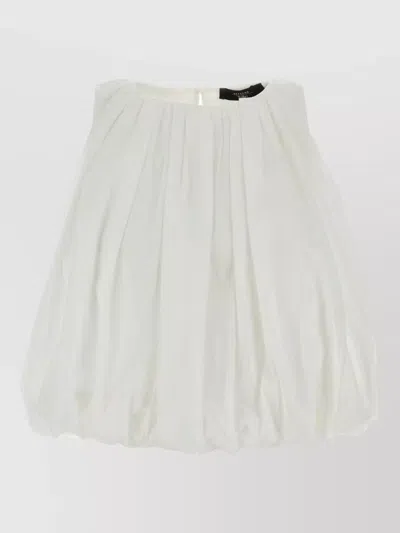 Weekend Max Mara Cotton Angel Skirt Bubble Hem Pleated In White