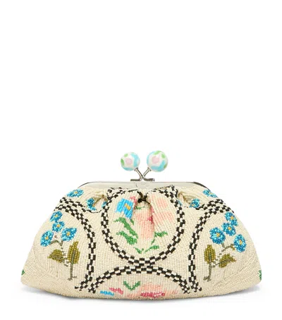 Weekend Max Mara Cotton Beaded Clutch Bag In Pink