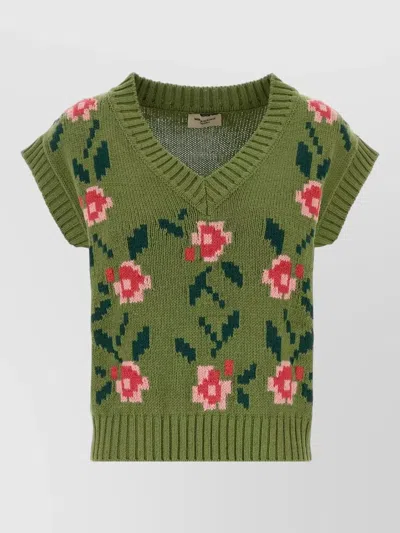 Weekend Max Mara Cotton Blend Alamaro Knit Vest Top In Green