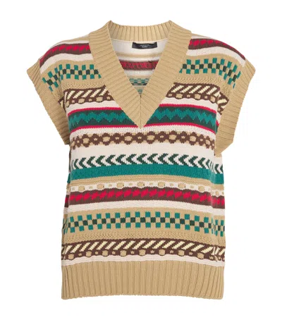 Weekend Max Mara Cotton-blend Jacquard Sweater Vest In Brown
