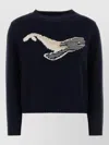 Weekend Max Mara Cotton Blend Nespola Sweater With Graphic Design In Blue