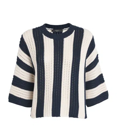 Weekend Max Mara Cotton-blend Striped Sweater In Navy