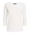 Weekend Max Mara Omens Multia Quarter-sleeve Cotton-jersey T-shirt White In White