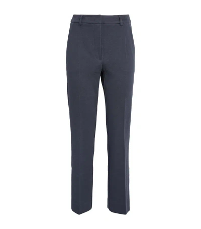 Weekend Max Mara Cotton-blend Tailored Trousers In Blue