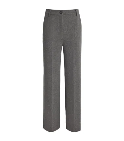 Weekend Max Mara Cotton-blend Trousers In Grey