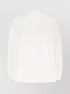Weekend Max Mara Cotton Blouse With Embroidered High Collar In Neutral