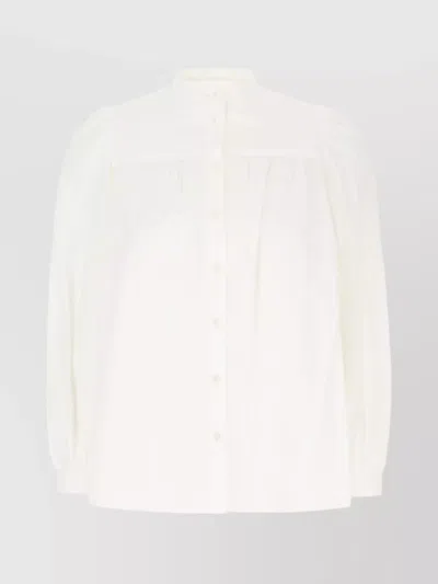 Weekend Max Mara Cotton Blouse With Embroidered High Collar