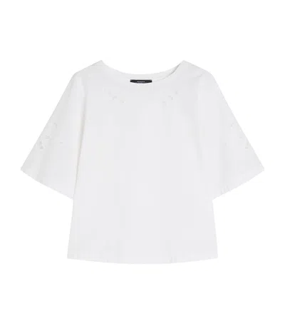 Weekend Max Mara Cotton Broderie Anglaise T-shirt In White
