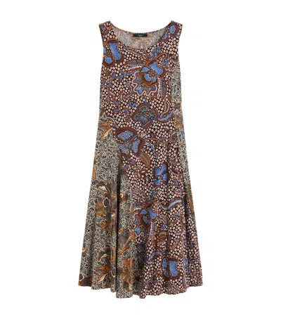 Weekend Max Mara Cotton Clash Print Midi Dress In Brown