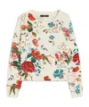 Weekend Max Mara Floral Denis Cropped Sweater In White
