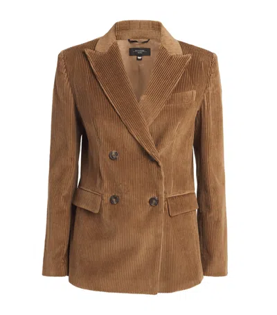 Weekend Max Mara Cotton Corduroy Double-breasted Blazer In Brown