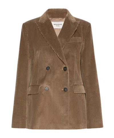 Weekend Max Mara Cotton Corduroy Velvet Blazer - Light Brown
