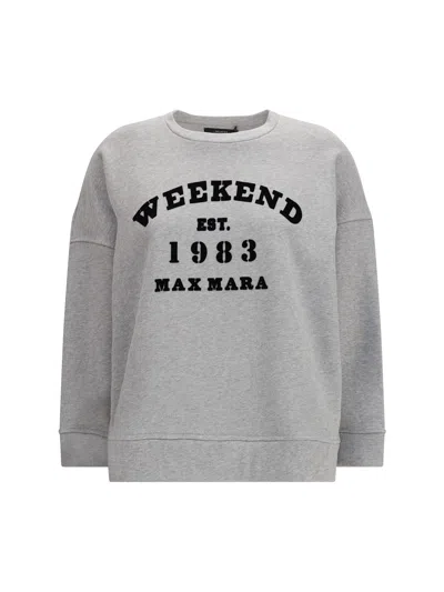 Weekend Max Mara Cotton Crewneck Sweatshirt In Gray