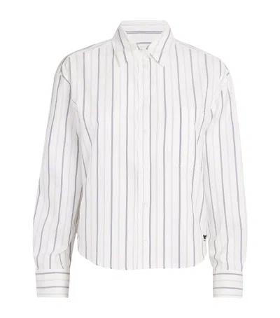 Weekend Max Mara Cotton Cropped Oxford Shirt In Navy