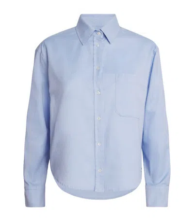 Weekend Max Mara Cotton Cropped Shirt In Blue