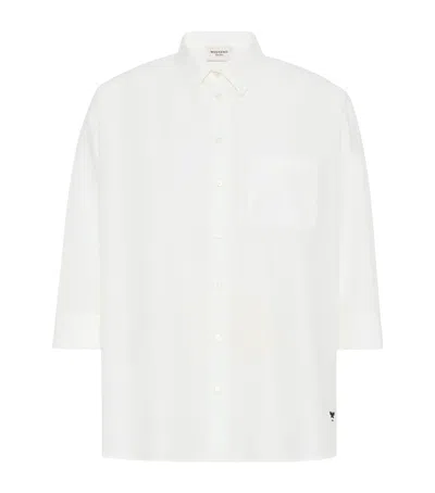 Weekend Max Mara Cotton Cropped Sleeve Shirt In White