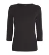Weekend Max Mara Stretch Cotton Multia T-shirt With 3/4 Sleeves In Black