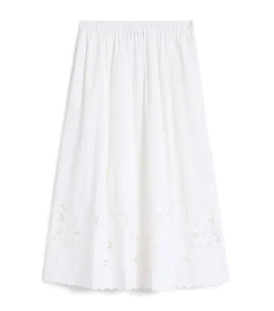 Weekend Max Mara Cotton Cut-out Midi Skirt In White