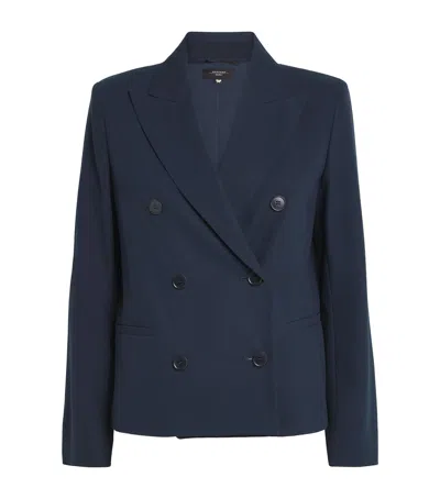 Weekend Max Mara Cotton Double-breasted Blazer In Blue