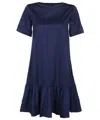 Weekend Max Mara Ruffled Cotton Mini Dress In Blue