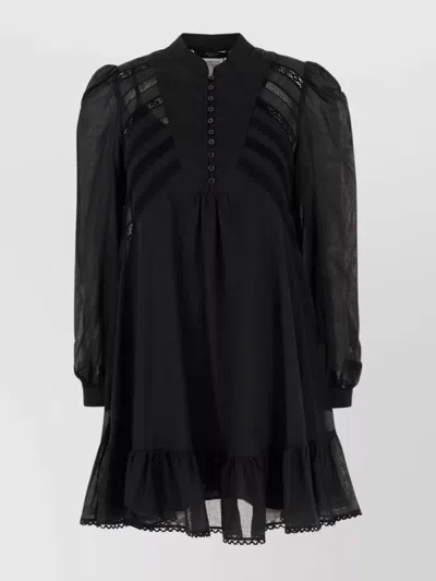 Weekend Max Mara Cotton Dress With Button Detailing And Lace Inserts In Black