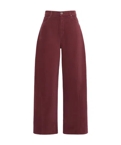 Weekend Max Mara Cotton Drill Trousers In Burgundy